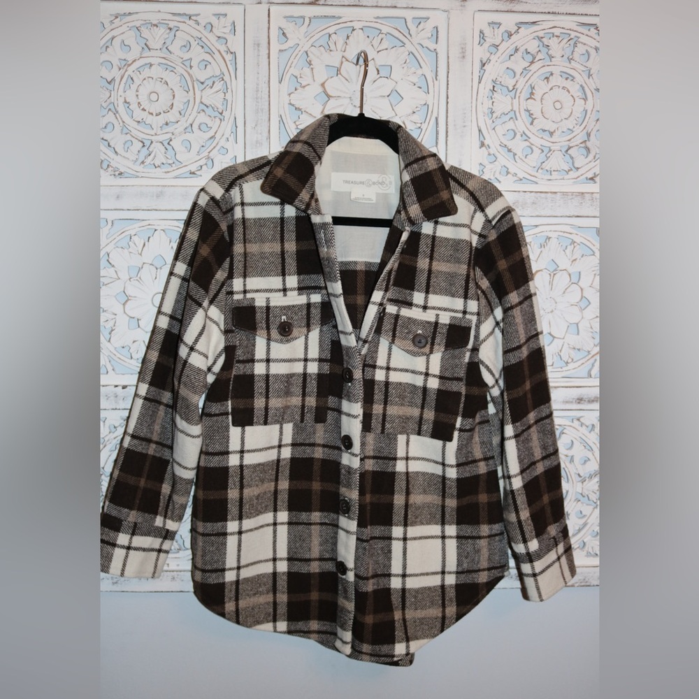 Treasure & Bond Plaid Oversized Jacket Size S